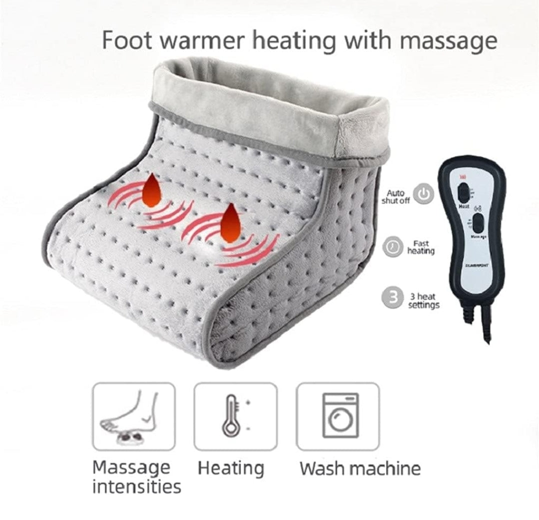 220v Heating Feet Heaters Pad Shoes Electric Heated Massager Foot Warmer Spa Booties High Vibrating (Color : Gray, Size : 30 * 30 * 24cm)