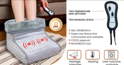 220v Heating Feet Heaters Pad Shoes Electric Heated Massager Foot Warmer Spa Booties High Vibrating (Color : Gray, Size : 30 * 30 * 24cm)